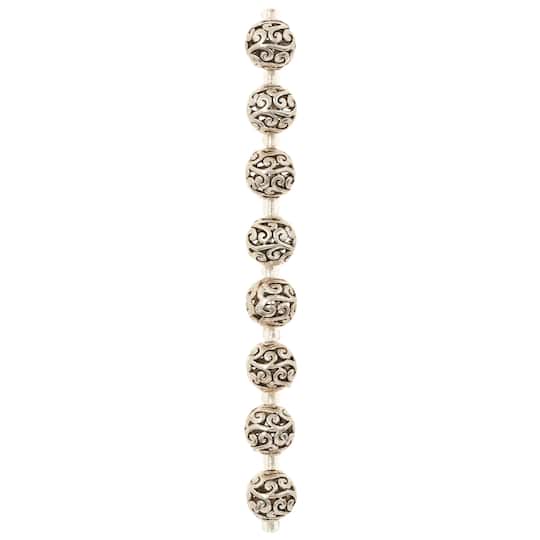 12 Pack: Silver-Plated Round Filigree Beads, 10mm by Bead Landing™